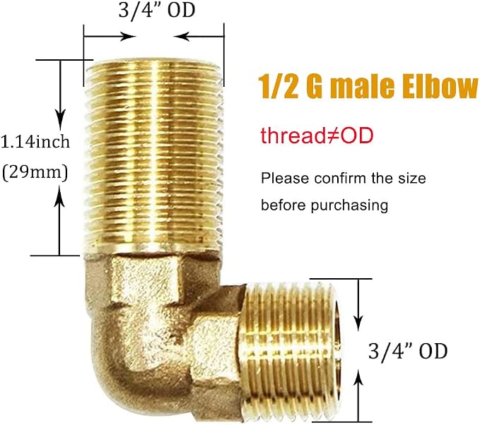 Joywayus Wall Mount Commercial Faucet Installation Kit, Brass 1/2" G Male Elbow - Image 2