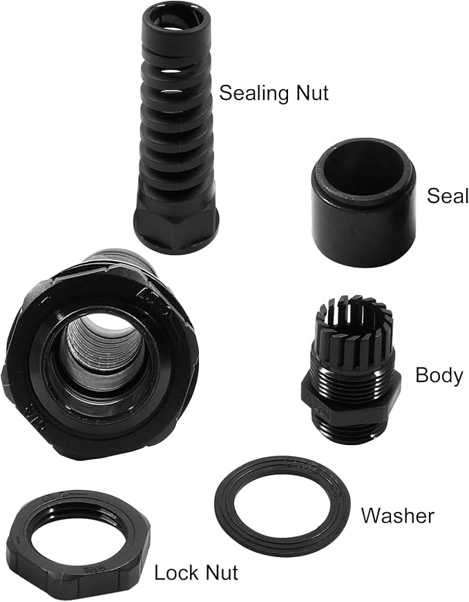 Bonsicoky 5 Pcs NPT 1/2" Cable Glands, 6-12mm | Strain Relief, IP68 Waterproof - Image 3