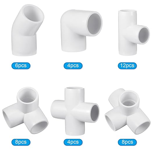 Xuniea 42 Pieces 1 Inch PVC Pipe Fittings Elbow Set Tent Connection Tee Heavy - Image 3