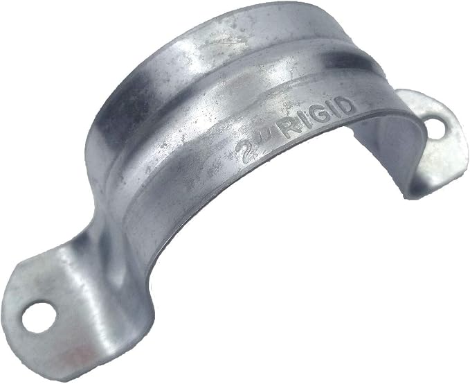 Rigid Pipe Strap Clamp Hanger, 2 Holes, Galvanized or PVC Pipes, IMC Conduit by Unknown