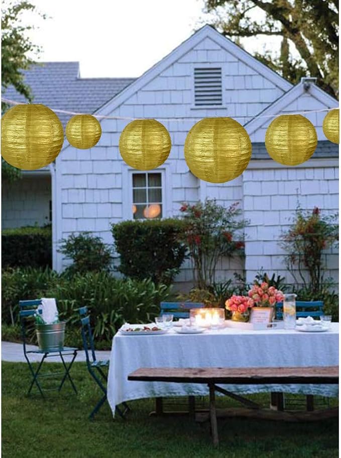 BEISHIDA Gold Paper Lanterns 10Pcs 4/6/8/10/12 Inch Round Chinese Lamp | Paper - Image 5