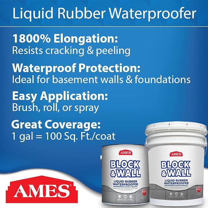 Ames Block & Wall™ Liquid Rubber Waterproofer, 5 Gal, foundations, retaining - Image 8