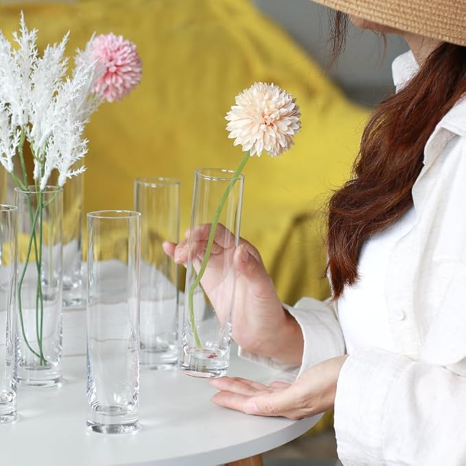 Glass Cylinder Bud Vases for Centerpieces, Handmade Slim Flower Vases Wedding - Image 7