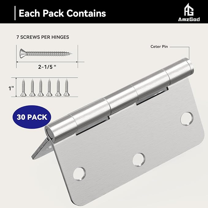 Door Hinges Brushed Nickel - Image 3