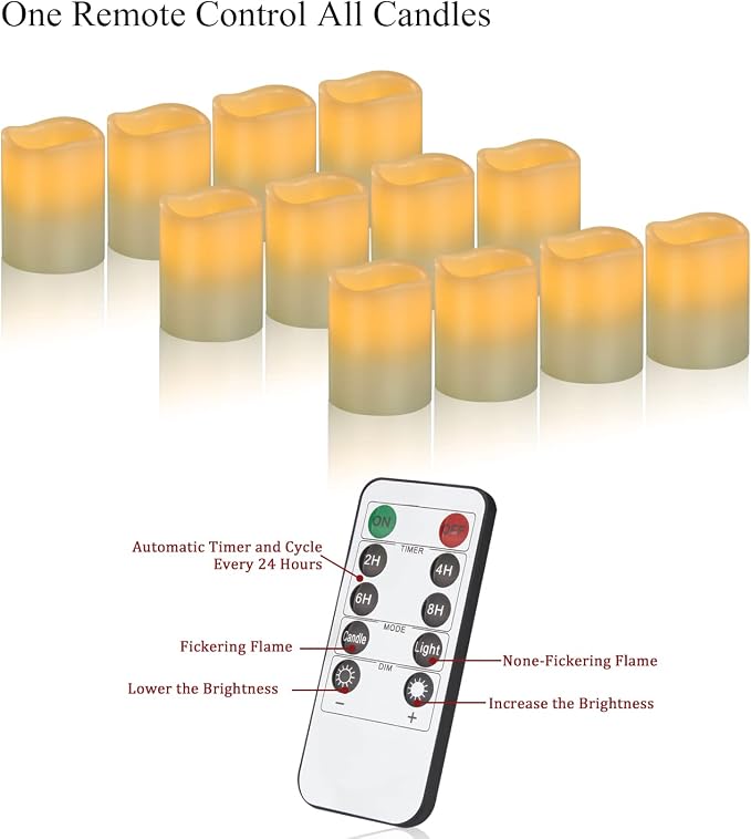 Flameless Candles Battery Operated Candles Real Wax Pillar LED Candles - Image 5