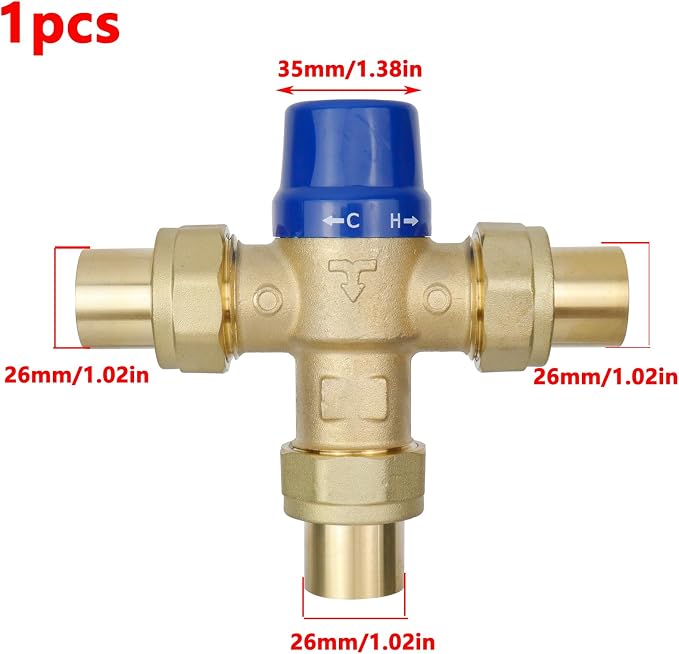 Antrader Thermostatic Mixing Valve, Water Temperature Control Valve, Lead-Free - Image 2