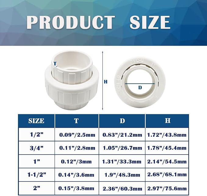 4PCS 1 Inch Slip PVC Union Coupling Pipe Fittings Socket to Socket 1" PVC Union - Image 2