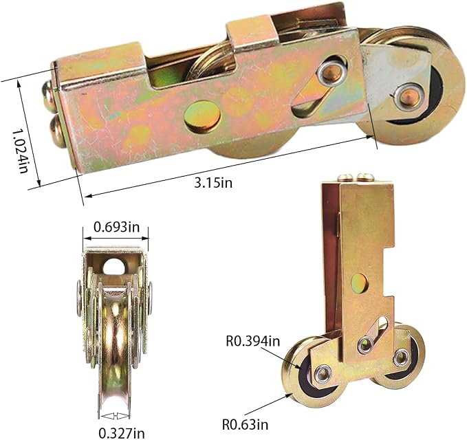 2 Pack Sliding Patio Door 1-1/4 Inch Tandem Roller Assembly, Steel Ball Wheel - Image 4