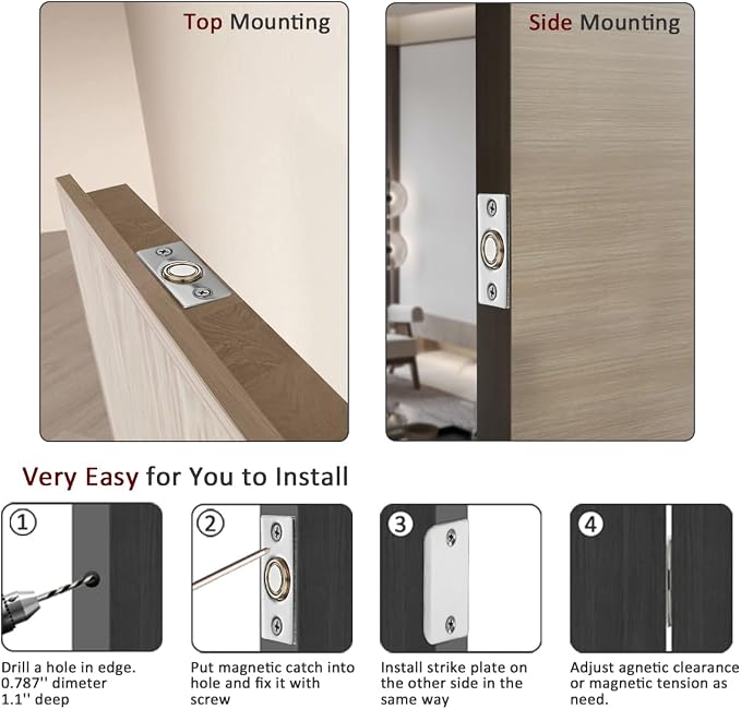 JQK Closet Magnetic Door Ball Catch Hardware, 430 Stainless Steel Catch - Image 3