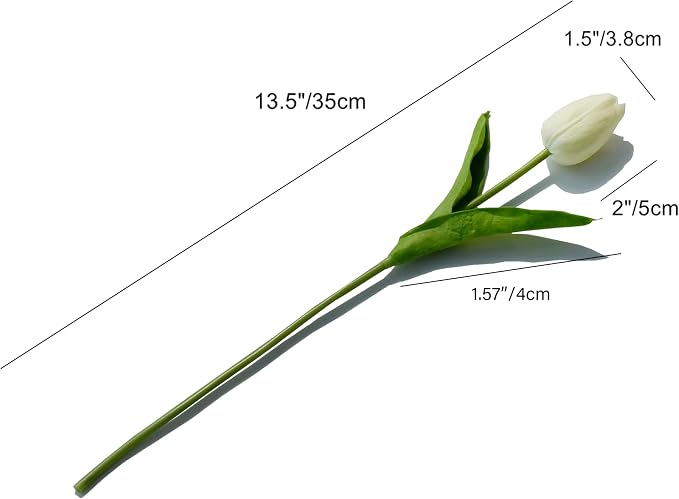 Mandy's 28pcs Artificial Cream Tulips | 13.5 Inch Lifelike PU Tulips Faux - Image 2