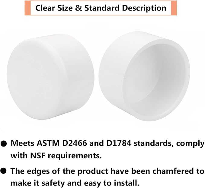 2 Pack 3"PVC Pipe End Cap Fitting Schedule 40 Furniture Grade 3" PVC Pipe Plug - Image 4