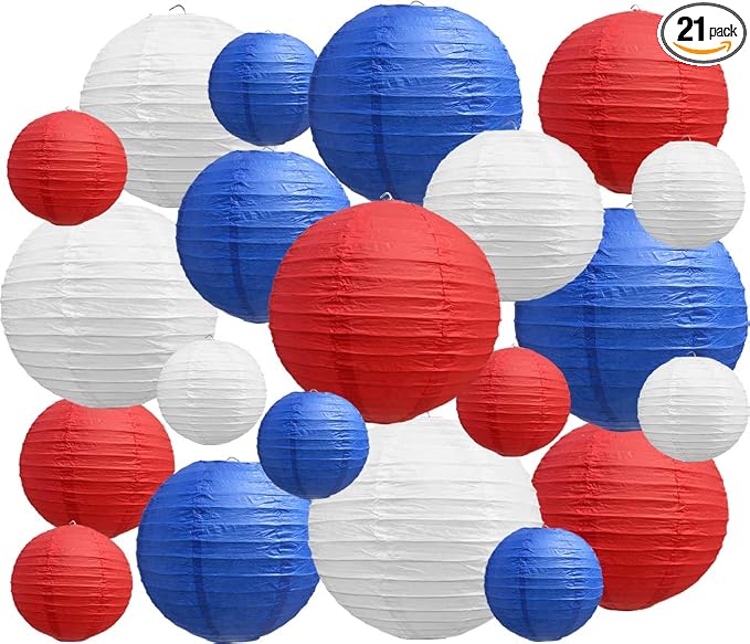 BEISHIDA Red Blue White Paper Lanterns 4/6/8/10/12 Inch Round Chinese Lamp | by Beishida