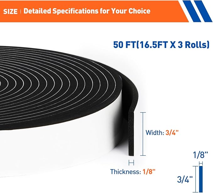 MAGZO 3/4in Wide X 1/8in Thick Foam Tape - Image 2