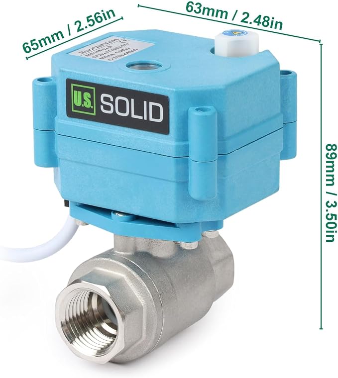U.S. Solid Motorized Ball Valve – 1/2" 316 Stainless Steel, IP67 Waterproof - Image 2