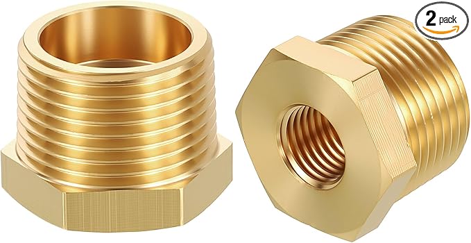 2 Pack Male to FeMale Adapters, 3/4" MNPT x 1/4" FNPT Threaded Brass Hex by Rebower
