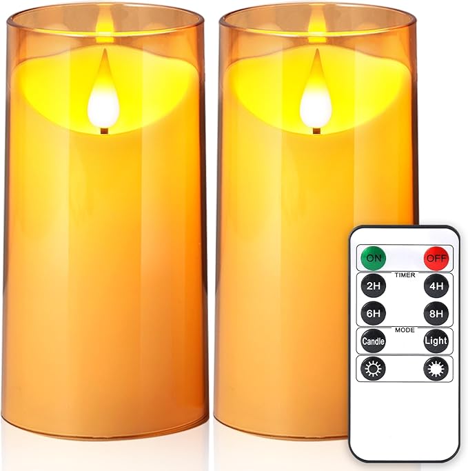 NURADA Flameless Candles with Remote Timer: 3D Wick Battery Operated Led Pillar by NURADA