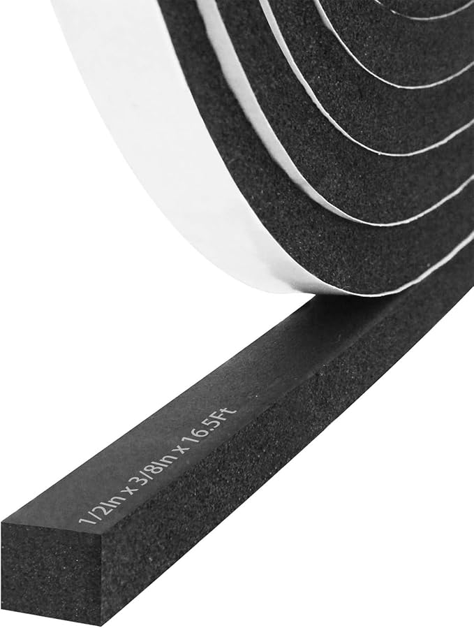 Storystore Self Adhesive Foam Weather Stripping, 1/2"x3/8"x16.5FT Door Seal | by Storystore