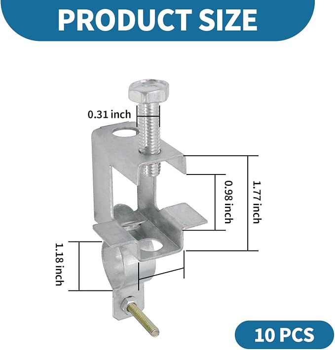 Saihisday 10Pcs 1" Beam Clamp C-Clamps Conduit Hanger Cable Clamp Pipe Support - Image 2