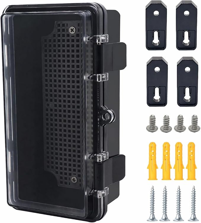 Junction Box, Hinged Black Clear Cover IP67 Waterproof ABS Project Box by Otdorpatio