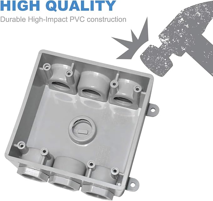 Two Gang Electrical Box, Suitable 1/2-Inch or 3/4-Inch Electrical Conduit - Image 3