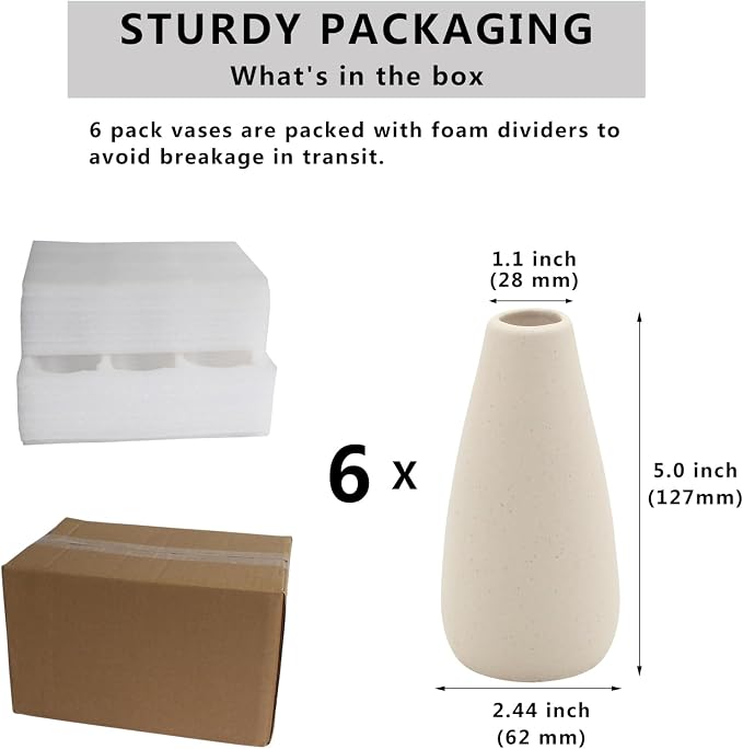 YANLING 6 Pack Modern Small Vase - Image 2