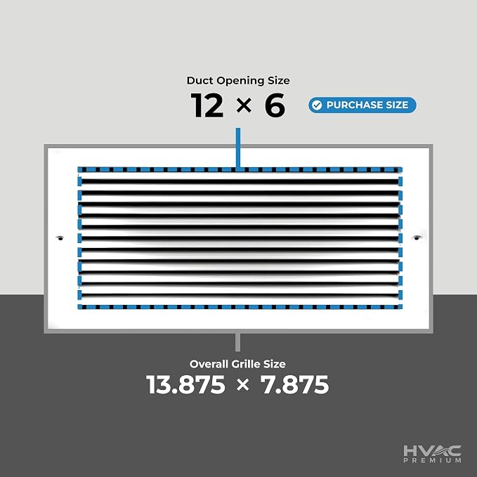 HVAC Premium 12" X 6" Aluminum Return Grille - Image 3