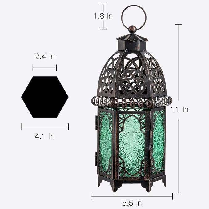 NEEDOMO Hanging Moroccan Lantern, 12.8'' Vintage Candle Holder, Metal Lanterns - Image 5