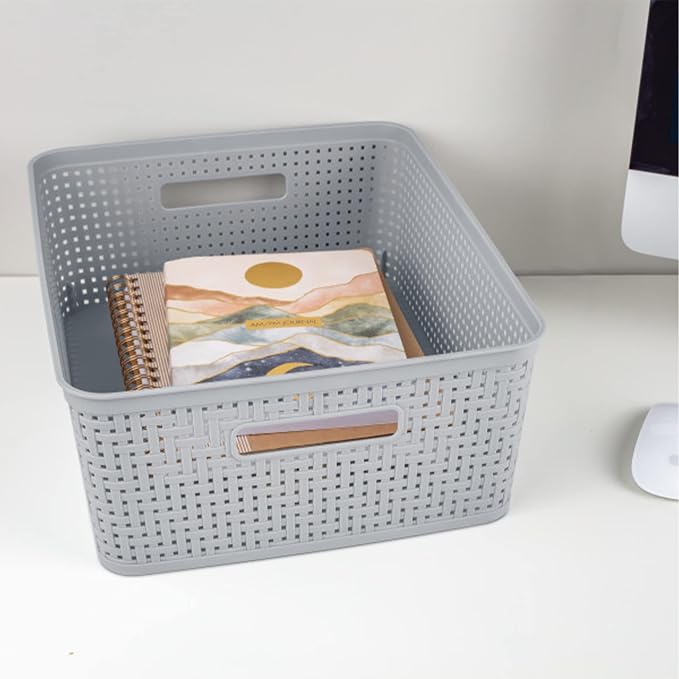 Sterilite 24 Pack Plastic Storage Bin Organization Containers, Short Baskets - Image 3