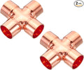 PATIKIL 7/8 Inch ID Copper Union Cross Pipe Fitting, 2 Pack 4 Way Welding by PATIKIL