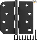 12 Pack Black Door Hinges 4 Inch Square Rounded and 5/8" Radius Corner | by JIWDOORHINGESFORHOME