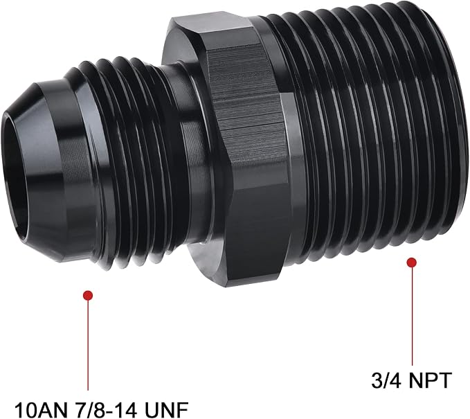 EVIL ENERGY 10AN Male Flare to 3/4" NPT Pipe Fitting Adapter Aluminum Straight - Image 2