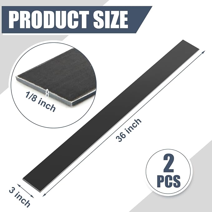 Blulu 2 Pcs 36" x 3" x 1/8" Hot Rolled Steel Flat Bar Solid Flat in Steel - Image 2