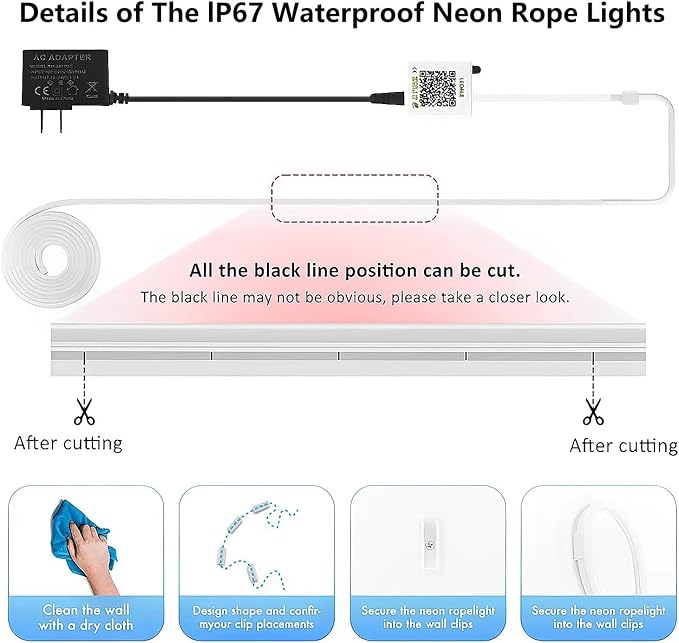 SILFU Neon Rope Lights, 40FT RGB LED Strip Lights | Waterproof IP67 LED Lights - Image 8