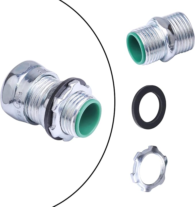10 Pcs 3/4 Inch EMT Raintight Compression Connectors, Zinc Plated Steel - Image 3
