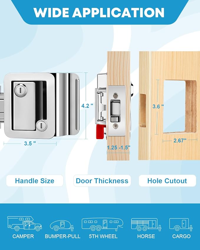 Kohree RV Trailer Camper Door Lock, RV Door Locks Replacement - Image 5