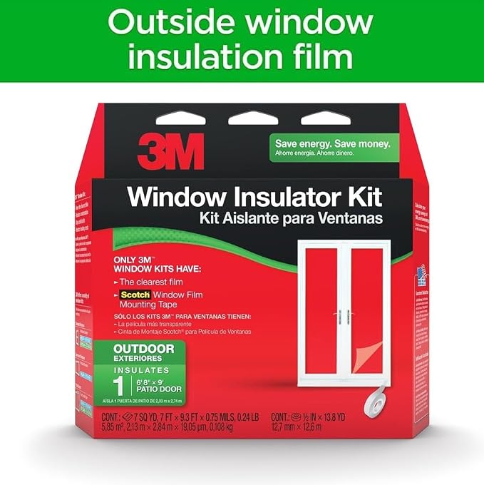 3M Outdoor Patio Door Clear Insulation Kit, Heat or Cold Window Insulation Kit - Image 2
