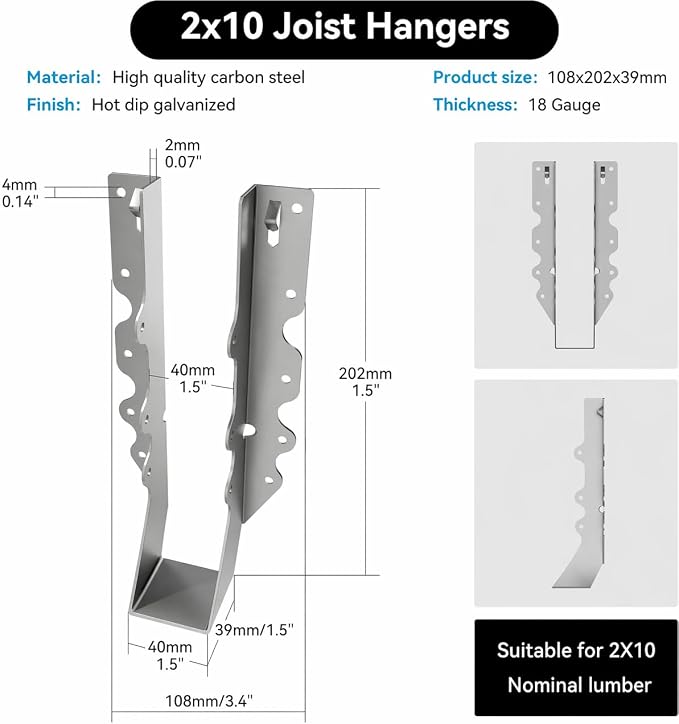 2X10 Joist Hanger 18 Gauge LU210 Galvanizing Face Mount Joist Hangers - Image 5