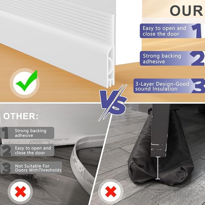 5Pack Door Draft Stopper, Adjustable Door Sweep - Image 5