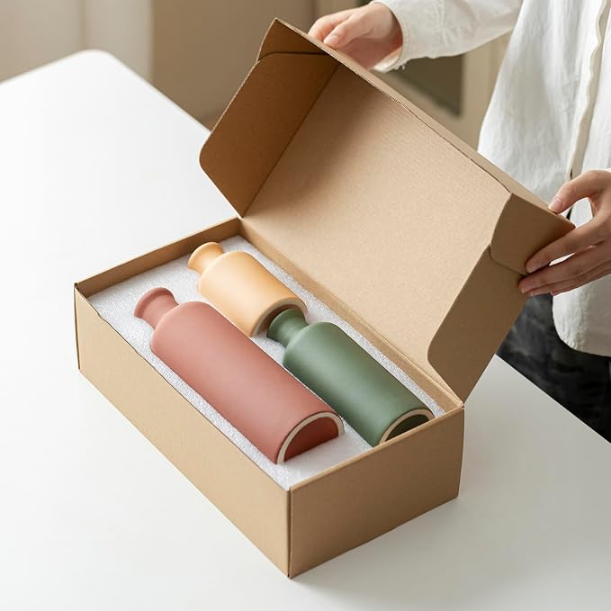Modern Ceramic Vase Set of 3, Neutral Colors, Decorative Bottles - Image 9