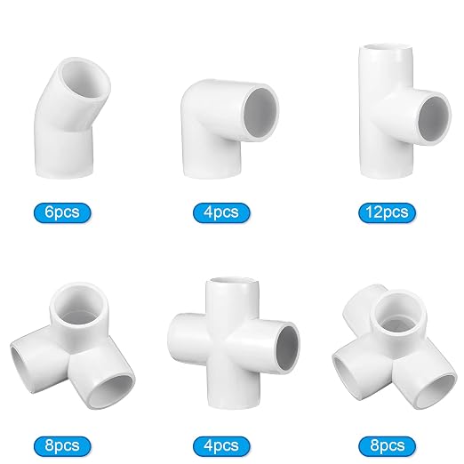 Xuniea 42 Pieces 3/4 Inch PVC Pipe Fittings Elbow Set Tent Connection Tee Heavy - Image 2