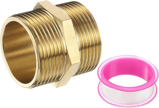 PATIKIL Brass Pipe Fitting, 1-1/4" BSP Male x 1-1/4" BSP Male Thread Connector by PATIKIL