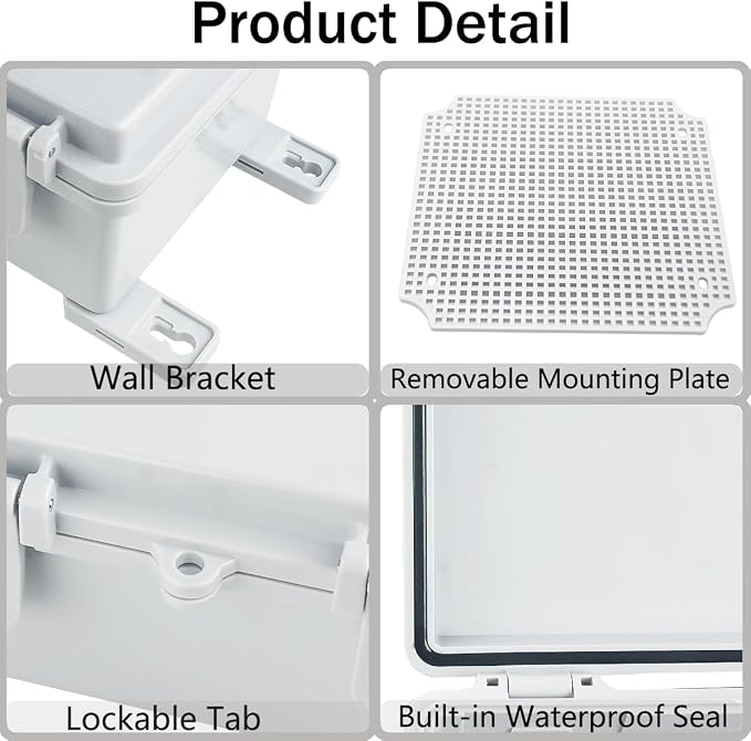 Junction Box, Hinged Grey Cover IP67 Waterproof ABS Project Box - Image 4
