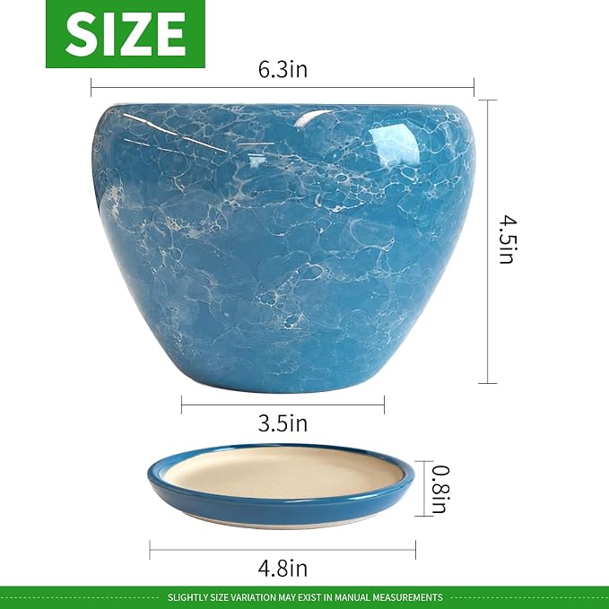Deep Dream 6 Inch Plant Pots- Ceramic Planter Pot - Image 3