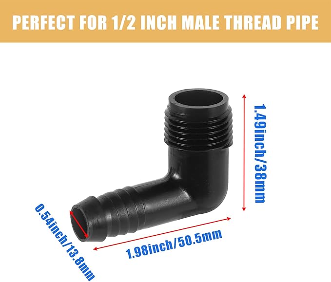 10pc Drip Irrigation Adapter 1/2"X1/2" 90-Degree Elbow NPT Male Pipe Fitting | - Image 2
