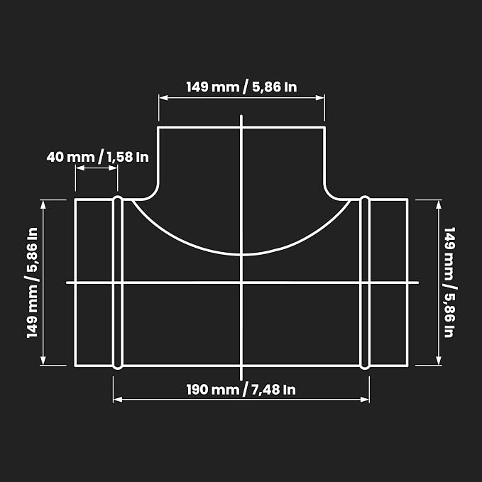 6" Inch T-Shape Ducting Splitter - Image 2