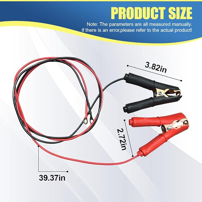 Craedli 2PCS 30A Alligator Clips Booster Jumper Cable, 3.3FT 13 AWG Battery - Image 2