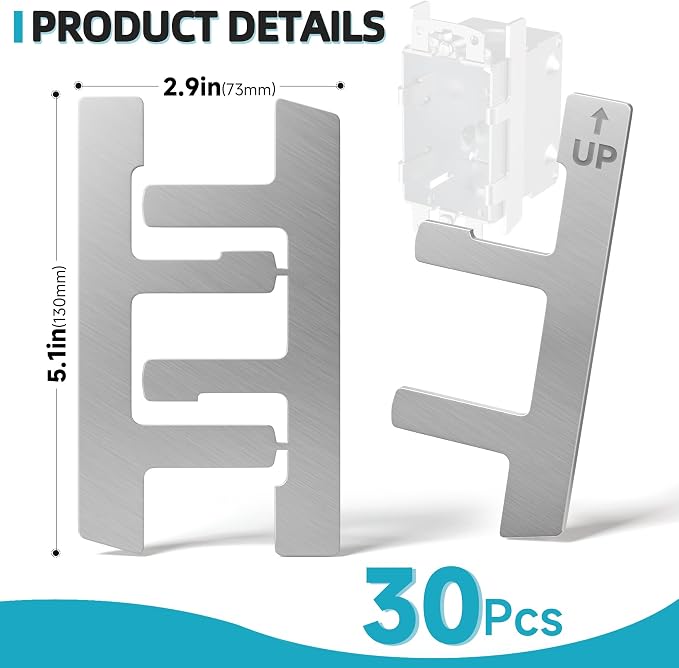 30 PCS Switch Box Straps, Electrical Box F Clips Support | Strap on Electrical - Image 2