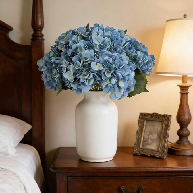 Kimura's Cabin 6pcs Hydrangea Artificial Flowers Silk Faux Hydrangeas, Wedding - Image 6