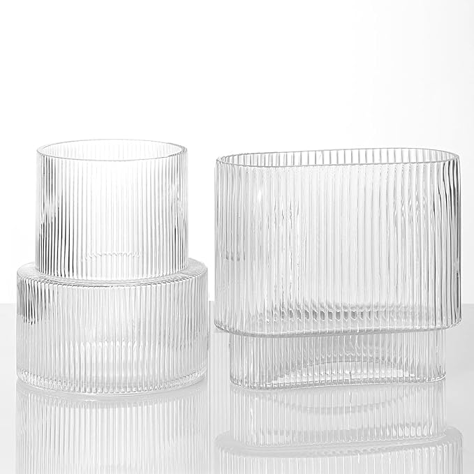 Ribbed Glass Vases, Modern Glass Vase - Image 9