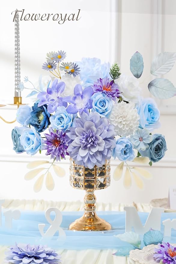 Artificial Flowers Combo Purple Flowers Mix Silk Flowers Dahlia Roses - Image 3